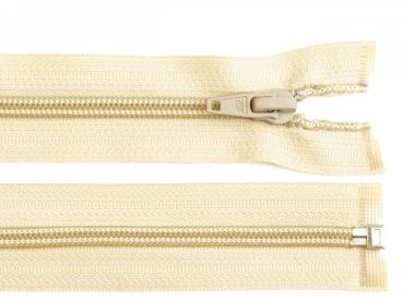 Reißverschluss spiralförmig 5 mm, 30 cm für Jacken, teilbar, Creme